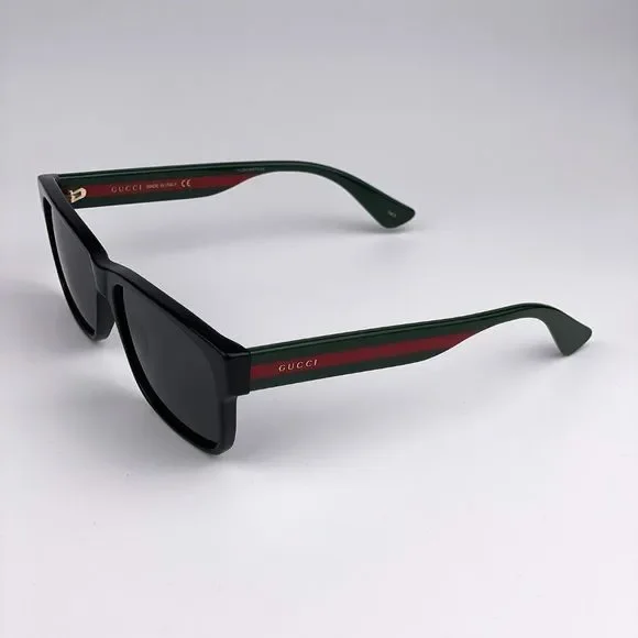 🔥 Gucci GG0340S 006 Sunglasses Black Green Red Grey Rectangle Men